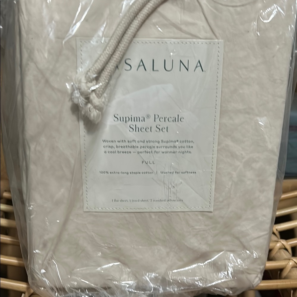 Casaluna Full Natural Supima Percale Sheet Set Premium Bedding